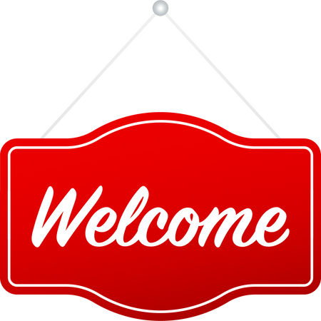 Welcome hanging sign